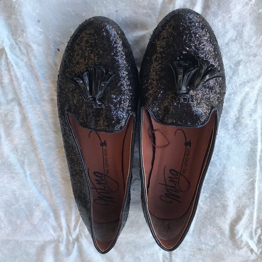 MTNG Black glitter tassel loafer - Picture 2 of 5